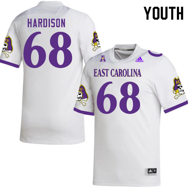 Youth #68 Trey Hardison ECU Pirates 2023 College Football Jerseys Stitched-White